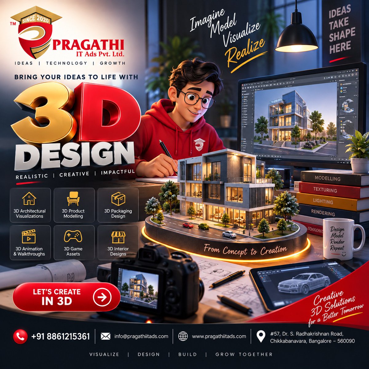 pragathiitads's tweet photo. BRING YOUR IDEAS TO LIFE WITH 3D DESIGN! ✨🚀
🏛️ 3D Architectural Visualizations &amp; Interiors
🪑 Product Modelling &amp; Packaging Design
🎬 Animation, Walkthroughs &amp; Game Assets
👉 https://t.co/SF4plMBFa2
📞 +91 8861215361
#3DDesign #PragathiITAds #3DModelling #Animation #Bangalore https://t.co/X5NTHztC2U