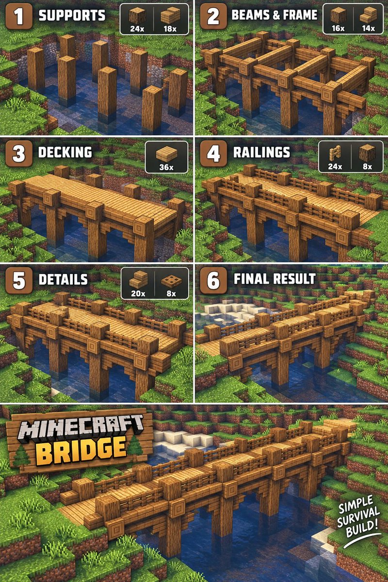 pietrinftn's tweet photo. Minecraft Wooden Bridge https://t.co/nmqVigda6b