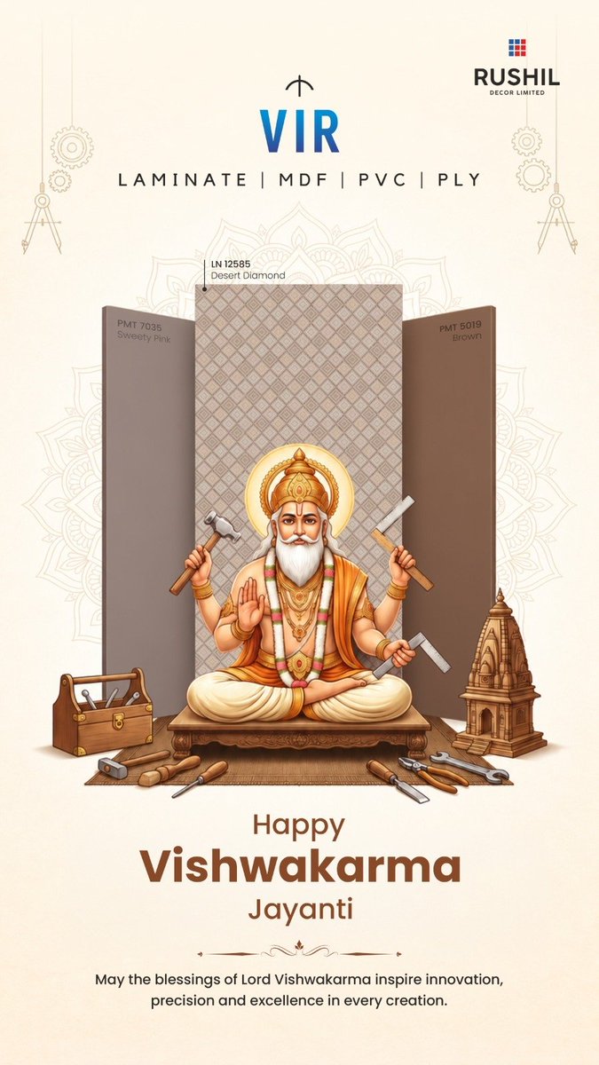 Rushil_Decor_'s tweet photo. May the spirit of craftsmanship, creativity and precision continue to inspire every creation with VIR.
Wishing you a joyful Vishwakarma Jayanti! https://t.co/hP2SDiocG9