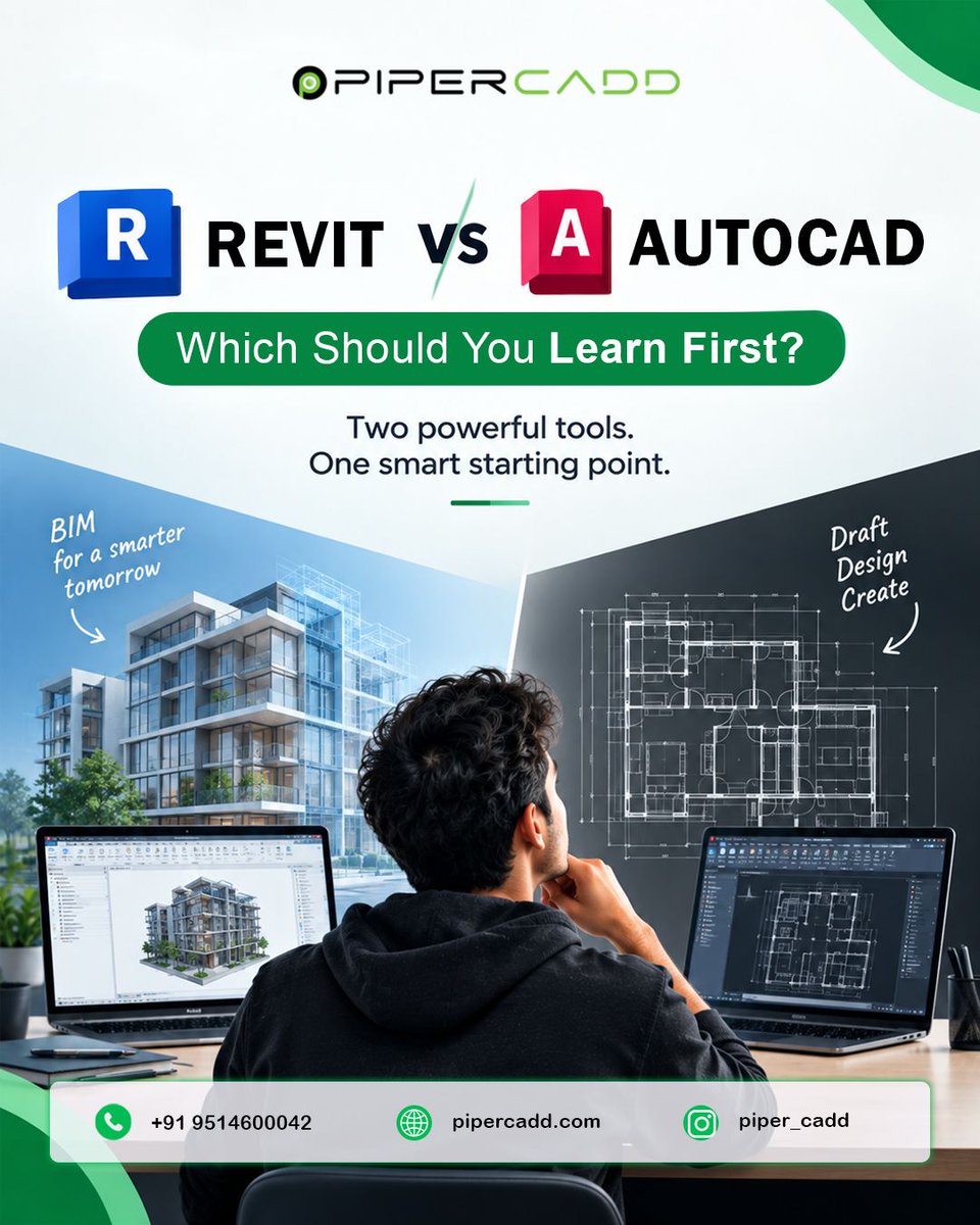PiperCadd's tweet photo. AutoCAD or Revit? 🤔 Start with the right foundation, then level up your skills. 🚀

#PiperCADD #AutoCAD #Revit #BIM #CADTraining #EngineeringCareers #JobReadyEngineers https://t.co/qJFekWXCMF