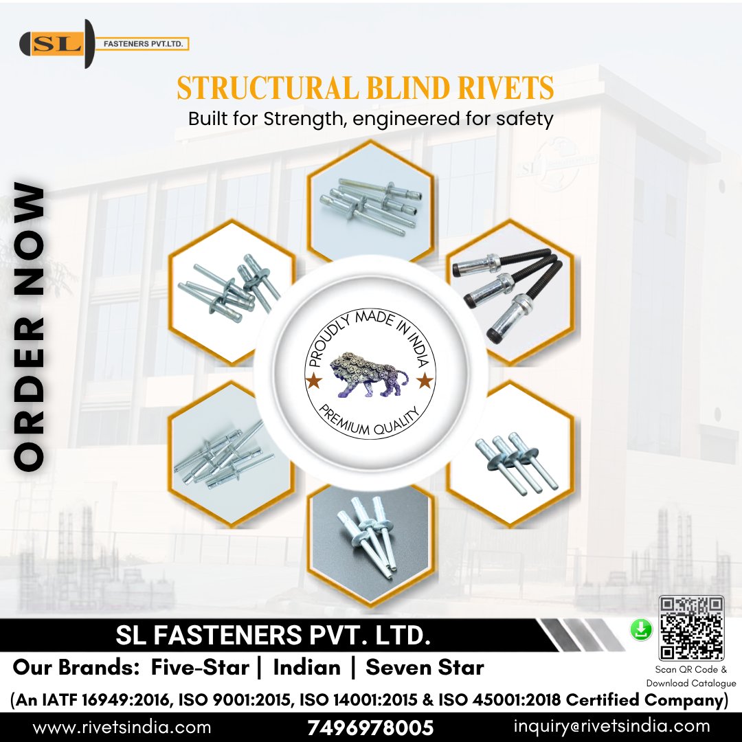 Slfasteners321's tweet photo. SL Fasteners Pvt. Ltd. — Your Trusted Partner for Blind Rivets &amp; Special Fasteners.
📷 https://t.co/Nmy4HQCvJg | https://t.co/8Abil1BDuc
📷 +91 7496978005 | 📷 inquiry@rivetsindia.com
.
#SLFasteners #StructuralBlindRivets #BlindRivets #BlindFasteners #SpecialFasteners https://t.co/TLYhsVumnt