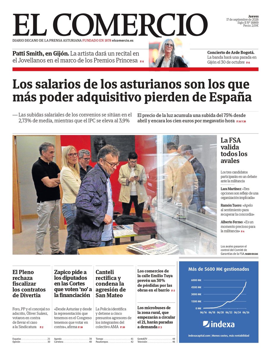 elcomerciodigit's tweet photo. #Buenosdías  📰 Estas son las portadas de hoy, jueves 17 de septiembre ➡️ Sigue la información del día en https://t.co/SymBYzc6JU https://t.co/k7YCP3Cqoi