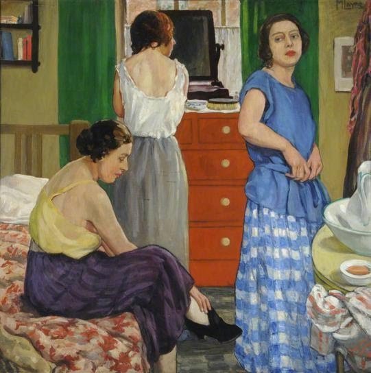womensart1's tweet photo. Mabel Frances Layng,
English painter, (1881–1937), 
Girls Dressing, 1920 #womensart https://t.co/HYvw1OnBGq