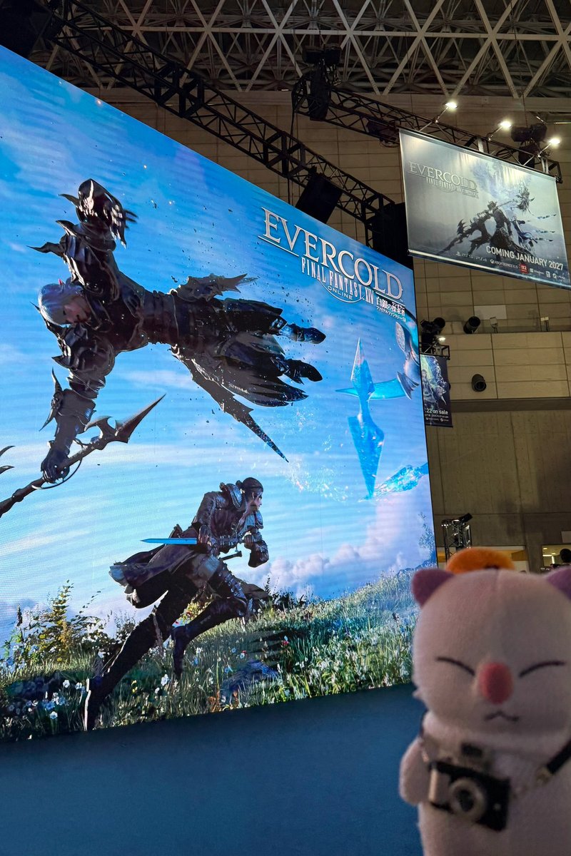 FinalFantasyJP's tweet photo. ／
#FF14
大型ビジョンを発見🎨👀
＼

光の戦士のみんな、ぜひ記念撮影してほしいクポ⚔📷️✨

#TGS2026 https://t.co/txpBtW6keh