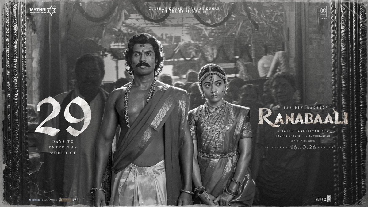 RanabaaliFilm's tweet photo. Ranabaali &amp; Jayamma will meet you in 29 DAYS ❤️

Shoot wrapped up!
Countdown to witness spectacular cinema begins ❤‍🔥

#Ranabaali GRAND RELEASE WORLDWIDE ON 16.10.26.

#RanabaaliTeaser TRENDING #1 on YouTube 🔥
▶️https://t.co/OXOwfgWdK9

#NeverForget
#RanabaaliOnOct16th https://t.co/53Vdx7FxCS