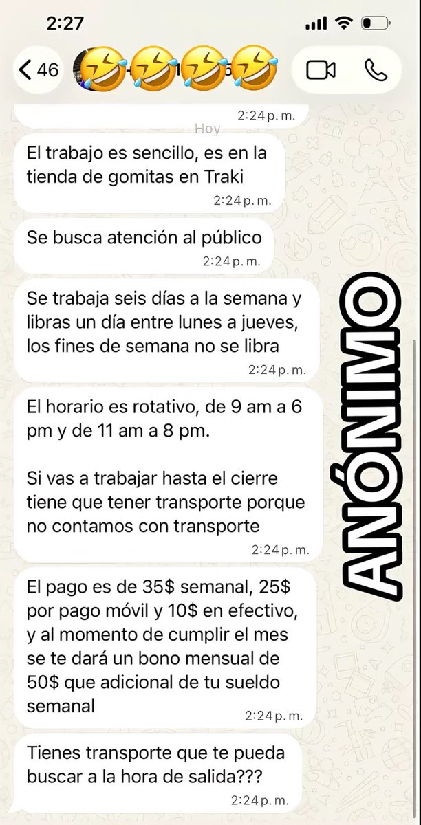 Venequisimo's tweet photo. Imagina trabajar 10 horas al día por 35 dólares semanales, sales a las 11 de la noche pero tienes que conseguir alguien que te vaya a buscar porque no hay transporte. https://t.co/QaSWIgZMoo