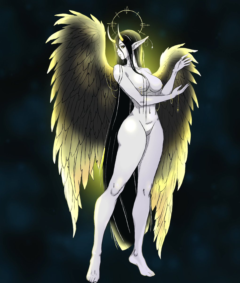 Evocrysart's tweet photo. Angle commission from today! #digitalart #characterdesignㅤ #render #nsfw #fantasyart #angel #boobs https://t.co/yDyNsaaqsn