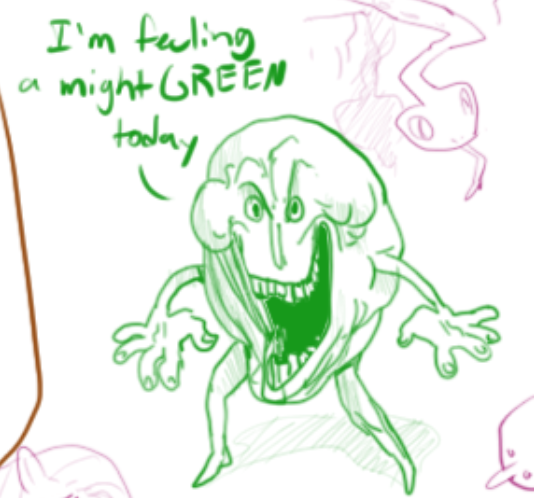 Mighls's tweet photo. he's feeling a might GREEN https://t.co/JCFUJkLmNm