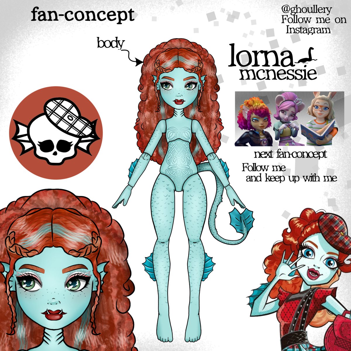 Blackhornmk's tweet photo. Lorna mcnessie g3
• monster high g3 fan-concept 
• Lorna mcnessie 
•@ghoullery https://t.co/a5YMEA2Lbo