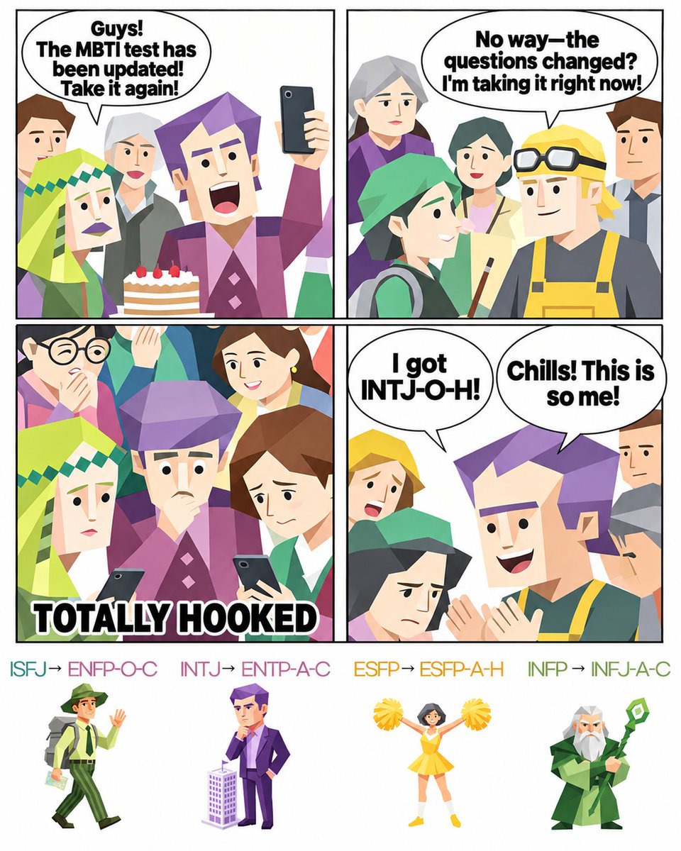 mycodemc's tweet photo. Think you already know your MBTI type?
People with the same four-letter MBTI type can still think, connect, and make decisions differently.
Our personality test adds two new dimensions, expanding 16 types into 64 detailed personality types.
Unlock your full personality profile ↓