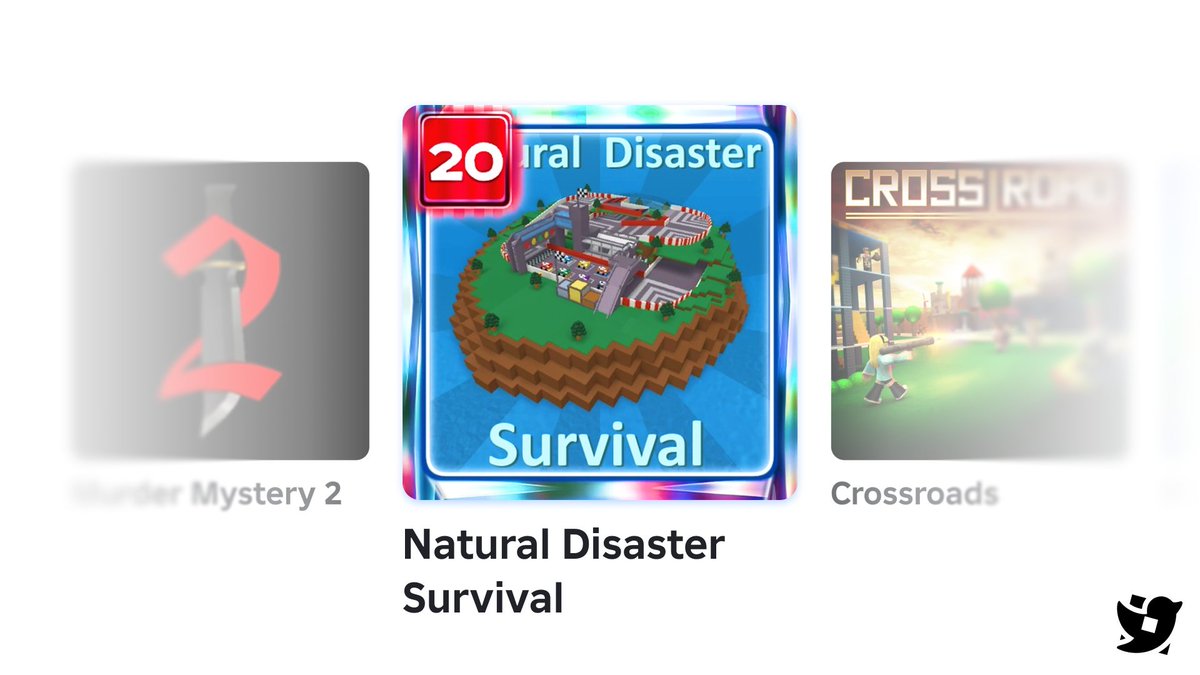 Roblox_RTC's tweet photo. Natural Disaster Survival is the first to change its thumbnail ahead of The Hunt: Roblox 20. https://t.co/Itp1hCUdTv