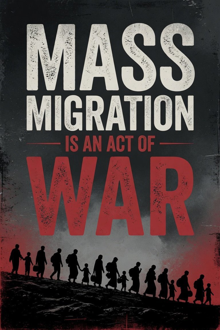 NatLeagueAus's tweet photo. Mass Migration is an act of war.

Migrants are invaders who pose a threat to our nation &amp; people, in all Western Nations, whether it be Australia, New Zealand, the United States, the United Kingdom or any European Nation.

There is a global war being waged against the White Race. https://t.co/anZLL31vVE