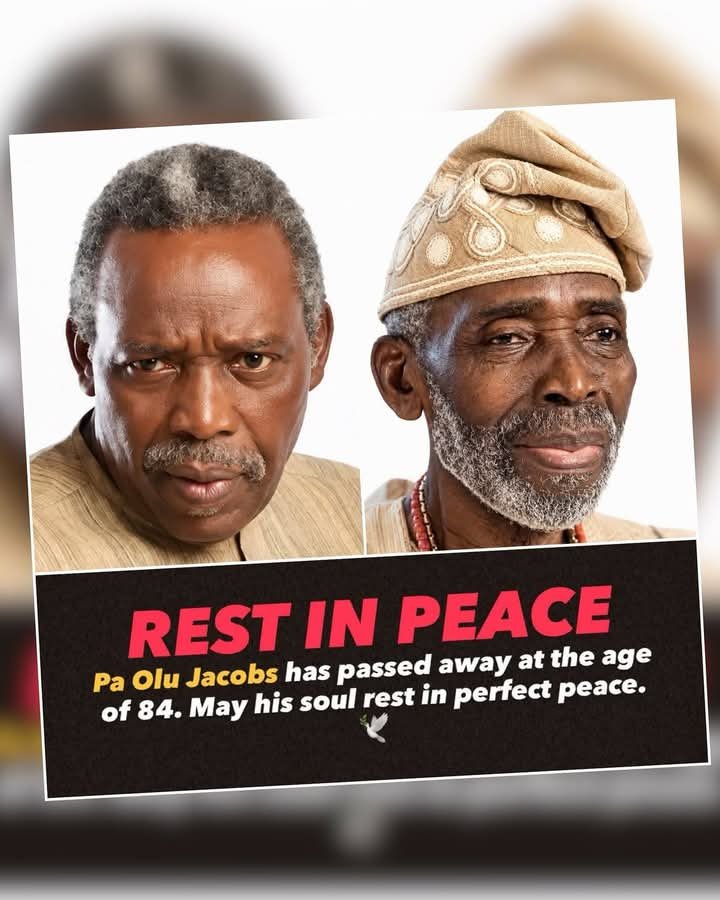 Officialtimeles's tweet photo. Oh daddy

Veteran Nollywood actor Olu Jacobs has died at the age of 84. Olu Jacobs, whose full name was Oludotun Baiyewu Jacobs, died on Wednesday, September 16, 2026. His family announced his death on social media, with his son Olusoji Jacobs sharing the family’s statement. His wife, veteran actress Joke Silva, also shared the announcement. The family said they were announcing his passing with gratitude for “a life well lived and fought” and referred to him as “The Lion of Lufodo.” They also asked bloggers, social media influencers and members of the public to respect the family’s privacy while they mourn. Olu Jacobs was born on July 11, 1942, and had celebrated his 84th birthday just over two months ago. He trained at the Royal Academy of Dramatic Art in London and began his career in Britain, appearing in theatre, British television productions and international films before becoming one of the most recognisable veterans of Nigeria’s film industry. 

DROP THAT DOVE 🕊️🕊️🕊️🕊️🕊️🕊️🕊️🕊️🕊️🕊️🕊️🕊️🕊️🕊️🕊️🕊️🕊️🕊️🕊️🕊️🕊️🕊️🕊️ FOR THE LEGEND!!!