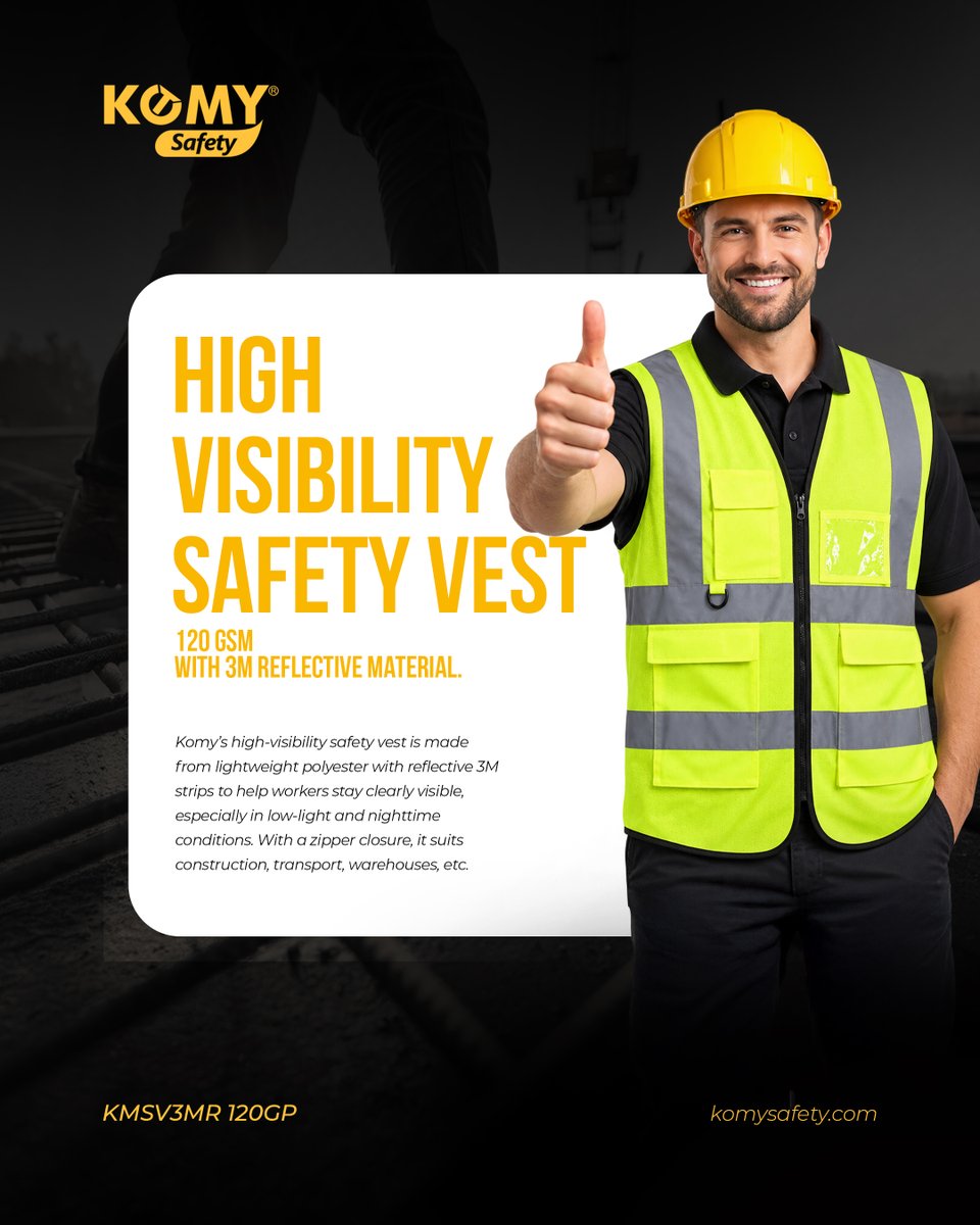 komysafetysa's tweet photo. Komy Safety’s high-visibility vest helps workers stay clearly seen on busy worksites, roads, warehouses, and in low-light areas. Gear up for safer workdays.
#Komy #SafetyVest #IndustrialSafety #SafetyAccessories #Workwear https://t.co/dvLt5fb58C