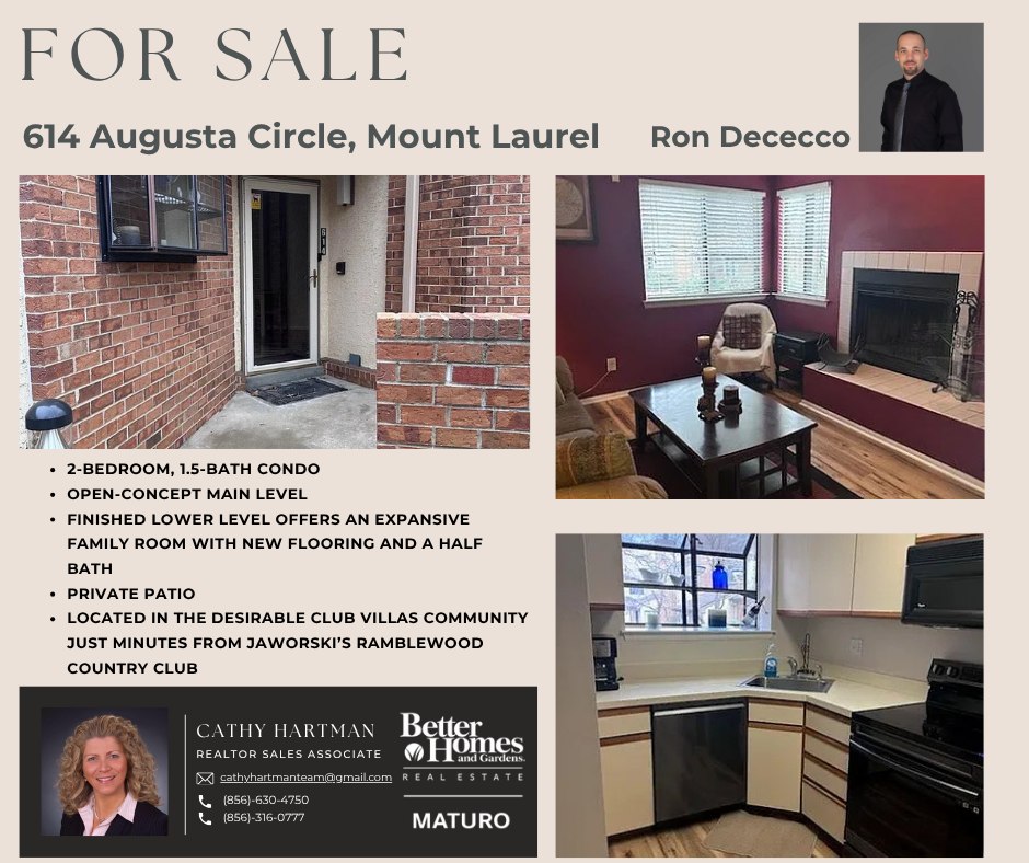 ArielSpectj4si's tweet photo. This beautiful 2-bed, 1. 5-bath condo at 614 AUGUSTA CIR, Mount Laurel, is the perfect mix of comfort and convenience. Picture yourself relaxing in the spacious family room, cooking in a modern kitchen, or sipping drinks on your private patio. With https://t.co/0tj4mca02A