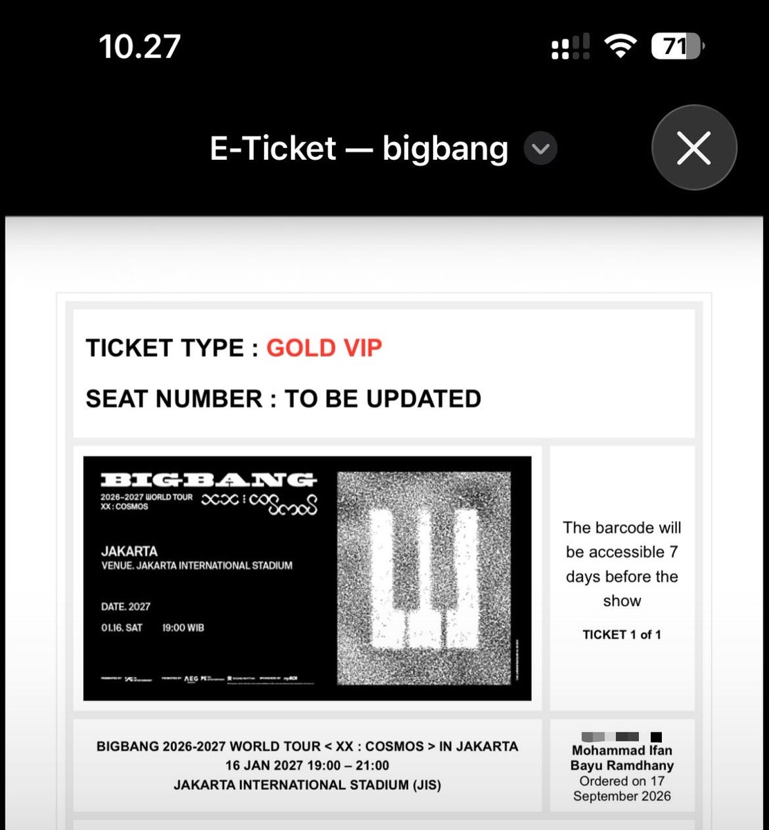 allisyazzz's tweet photo. Proof secured bigbang concert in Jakarta VIP GOLD https://t.co/bBJSUG6lJ9