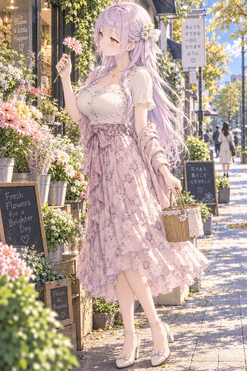 HProject13880's tweet photo. こんにちは🌼
今日はお昼の日差しを浴びながら、お花屋さんへ寄り道🌸
お気に入りの一輪を見つけると、午後もちょっと幸せな気分になります✨
#陽菜 #お昼の陽菜 #花のある暮らし #木曜日 #AIイラスト https://t.co/WlbvUUS2N3