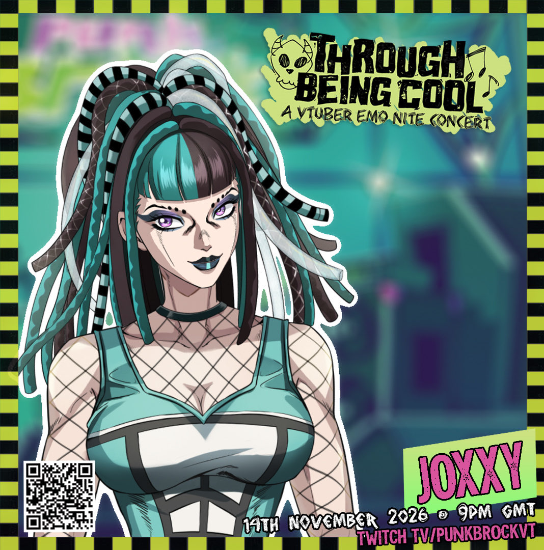 joxxyVtuber's tweet photo. Hello guys! It’s time to finally make an announcement I’ve been excited about for quite a bit now, and it’s that I was given the privilege of being in the #throughbeingcoolvt concert on November 14th.
Bring your eyeliner and broken hearts. We hope to see you all there 🤘 https://t.co/DL6YkFcHUI
