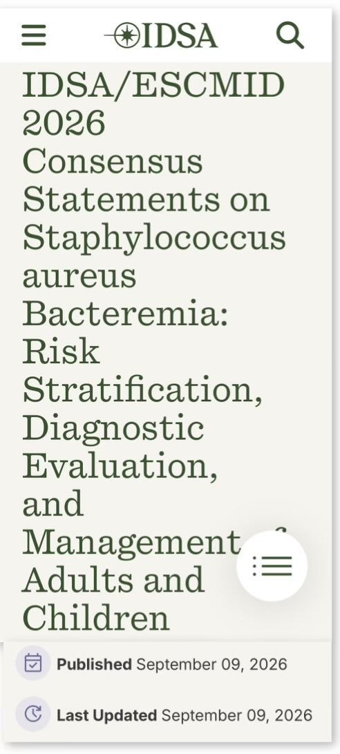 infeccHRUmalaga's tweet photo. IMPORTANTE!!🚨Nuevo CONSENSO expertos🤓@IDSAInfo y @ESCMID #BACTERIEMIA #Saureus🩸🍇 en 👨🏻y👧
🔹Fact. riesgo infección profunda o metást. sépticas🫀🧠🦴
🔹Hemos de control?🩸➡️🩸
🔹Cuando ETT o ETE?🐬
🔹Cuando PET-TC?☢️
🔹Tratamiento ➕o➖ 14 días?💉🗓️
🔗🆓https://t.co/L3ha8mDymI https://t.co/SSl6k3DuIj