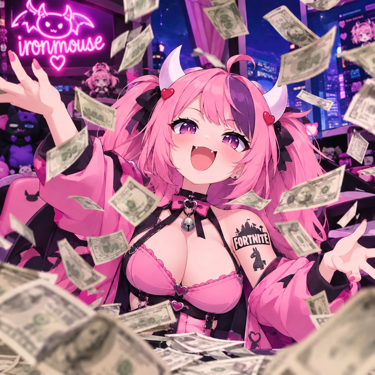 darkbird117's tweet photo. @ironmouse Ironmouse when she saw the Fortnite check and threw her views on ai out the window https://t.co/sq46a61zWm