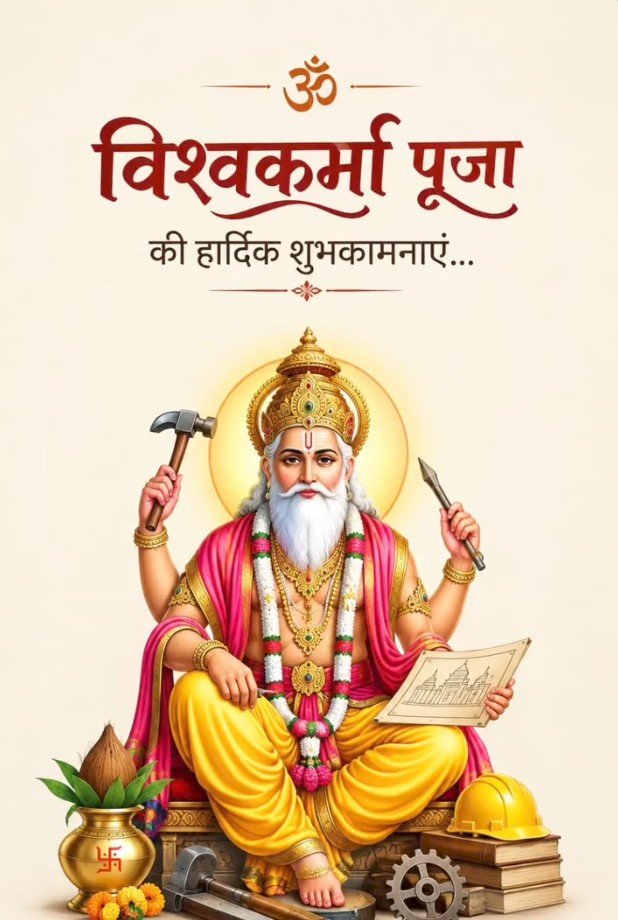 HarimohanVishw7's tweet photo. ✨️सृष्टि के दिव्य शिल्पकार, निर्माण, कला और कौशल के देवता भगवान विश्वकर्मा जी को कोटि-कोटि नमन।✨️🙏 https://t.co/fElQNdcqV0