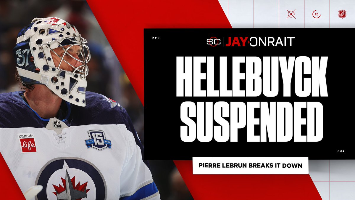 JayOnSC's tweet photo. The Jets announce they’ve suspended Connor Hellebuyck. @PierreVLeBrun has more: https://t.co/KMFdzKXSlp https://t.co/CCxB6VzUnv