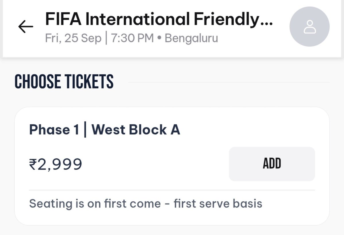 WestBlockBlues's tweet photo. Sorry Akash, you might have to be disappointed.

At ₹2,999 for the West Block, we can’t promise the atmosphere.
Can’t promise the banners.
Can’t promise the chants.

At these prices, we can probably promise an empty stadium.

Well played, @IndianFootball 👏 https://t.co/u4xFsH2Uyq