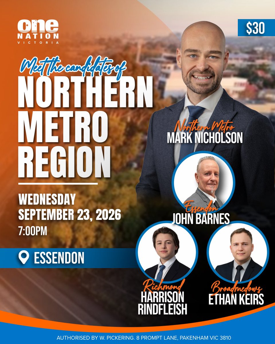 OneNationVic's tweet photo. Come along and meet all the Northern Metro candidates standing in the state election. Ask your questions, hear where they stand, and get to know the people asking for your vote. Tickets are selling quickly, make sure you secure yours now.

Book here: https://t.co/oQg4FIpf5a https://t.co/F3n4Z11jVU
