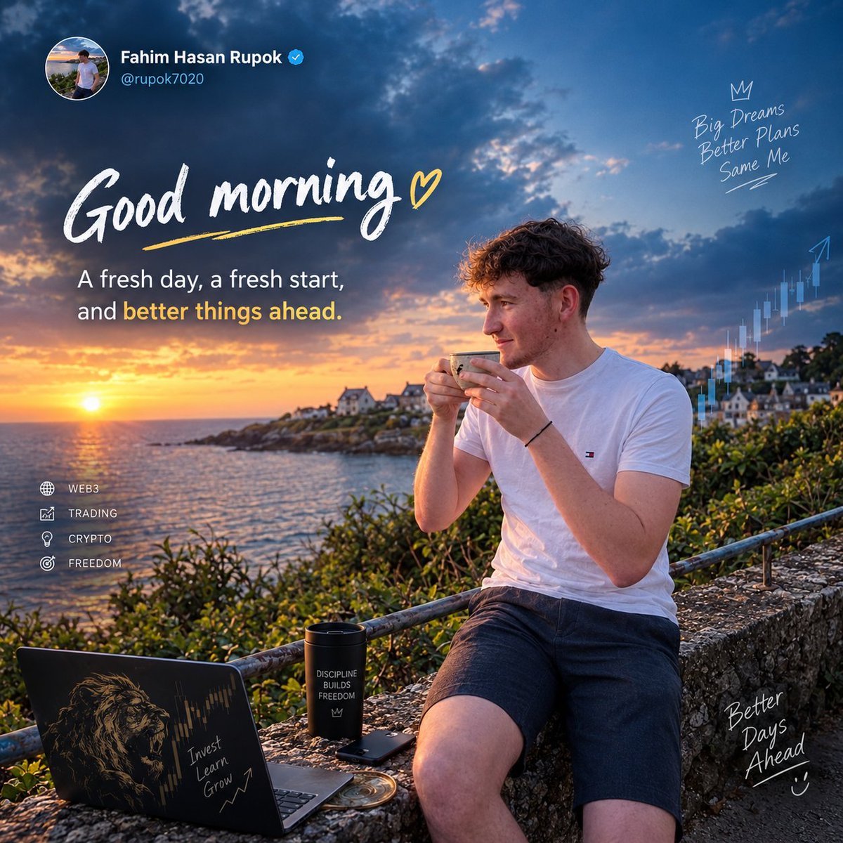 rupok7020's tweet photo. Good morning🫶

A fresh day,    a fresh start, and better things ahead ☺️
#Web3 #DeFi #YieldFarming #Crypto #OnChain https://t.co/FetwE4ha3H