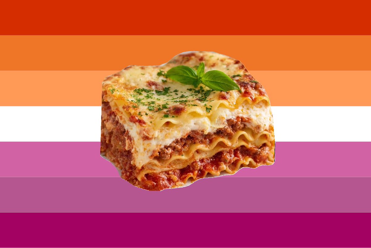 gifflarcat's tweet photo. i made a flag for lesbians who like to eat lasagna https://t.co/Iz2MUEbqYG