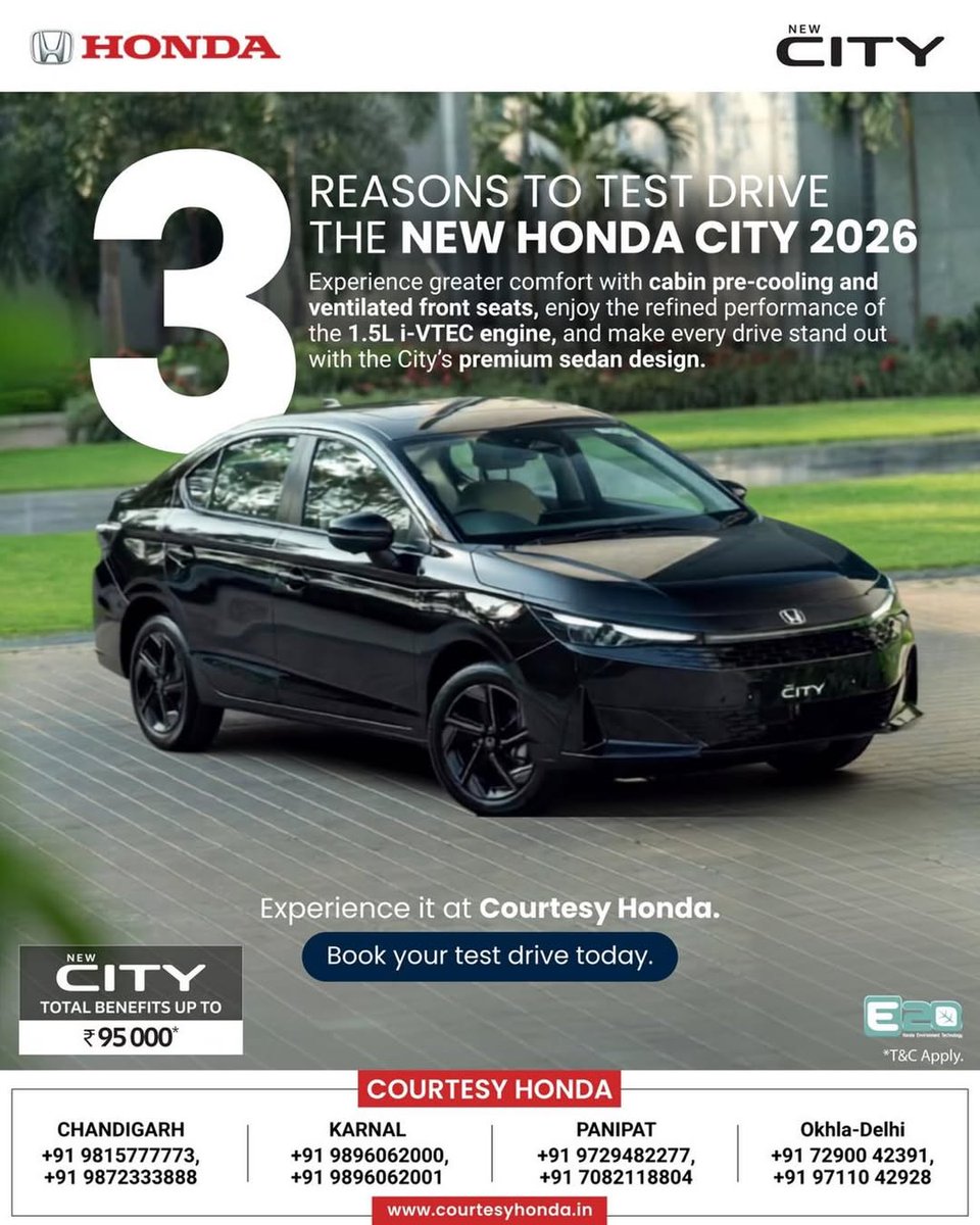 ShaMontalgijwv's tweet photo. Three reasons. One test drive. One City worth experiencing. From cabin pre-cooling and ventilated front seats to refined 1. 5L i-VTEC performance, experience the New Honda City 2026 at Courtesy Honda. Book your test drive today. Terms apply. https://t.co/Y8GOD3MC0E