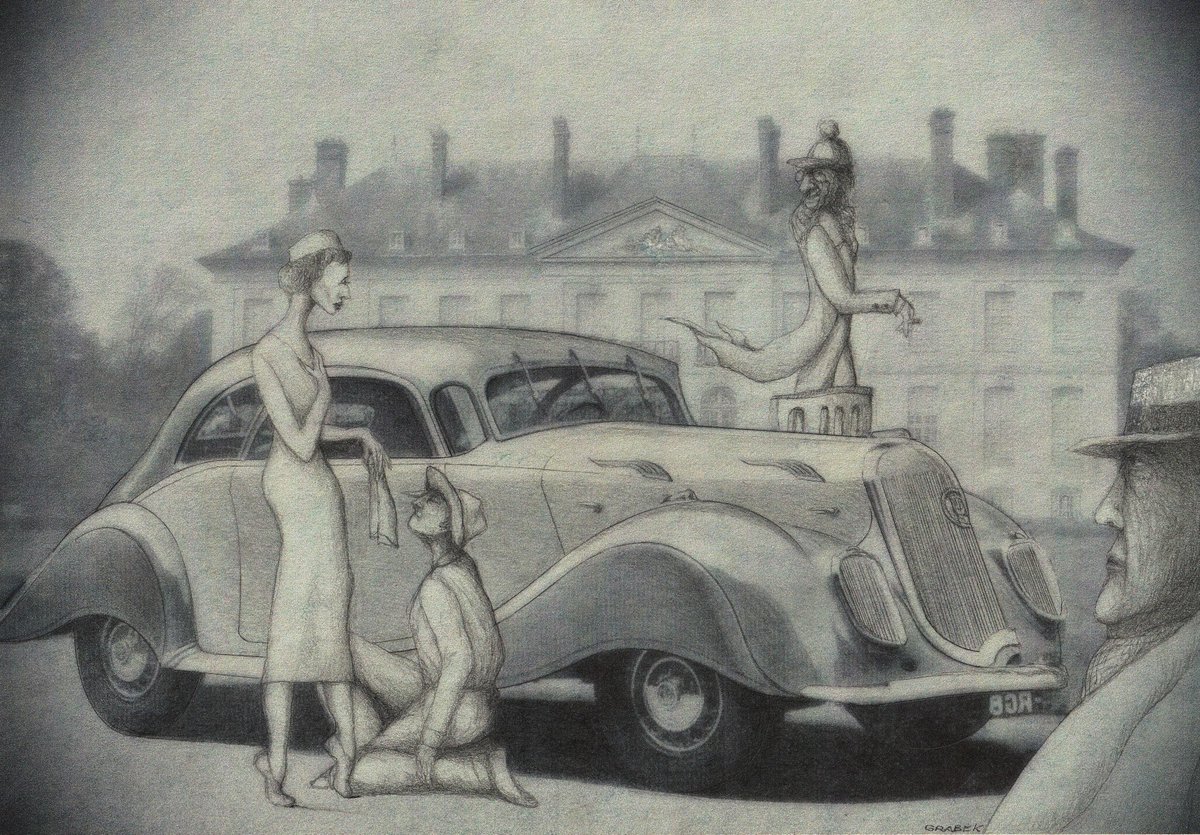 AlbertLemmum's tweet photo. From the “Cars and Situations” series. The Panhard &amp; Levassor Dynamic was over the top. Beautiful, but over the top. Fenders covering the front wheels, panoramic windows where the A-pillars should be, and a steering wheel in the center. Art Deco to https://t.co/7Yp3WYwvFj