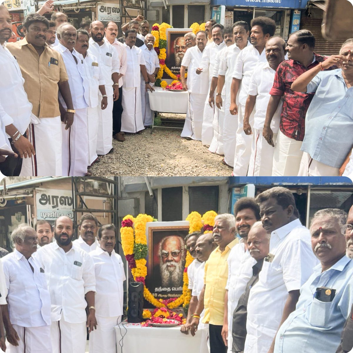 keeraitamilraja's tweet photo. பகுத்தறிவு பகலவன் தந்தை பெரியார் அவர்களின் 148-ஆவது பிறந்த நாளை முன்னிட்டு திருவுருவ படத்திற்கு மாலை அணிவித்து மரியாதை செலுத்தினோம்.🌺🙏

பெரியாரின் கொள்கைகளை வென்றெடுப்போம் - சமூக நீதி காப்போம்!!🖤❤️

#சமூகநீதிநாள் #Periyar148 #SocialJusticeDay #PeriyarForever https://t.co/1A20wXlzYa