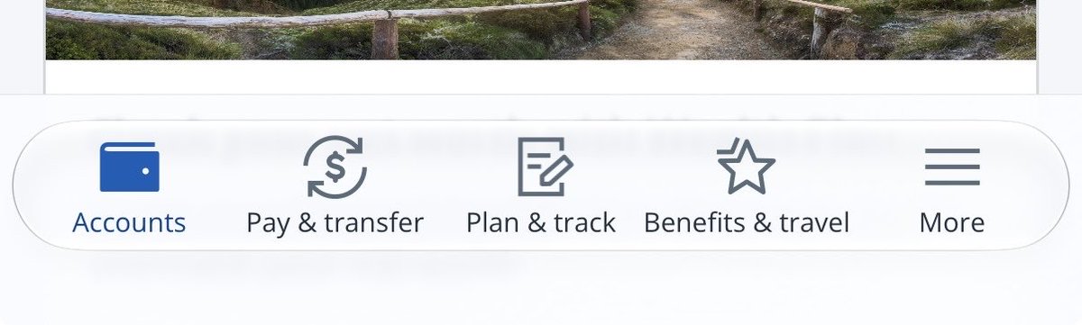 pjmanning_'s tweet photo. Design decisions like this make me question keeping my money in @Chase 😱 

Background blur bottom bar with a thin Liquid Glass tab bar on top. Like wtf 🤯 https://t.co/FiivEz30SM