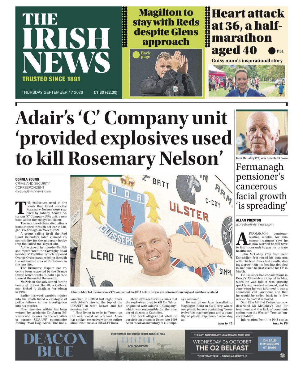 irish_news's tweet photo. The front page of today’s Irish News. https://t.co/075SaMJICH