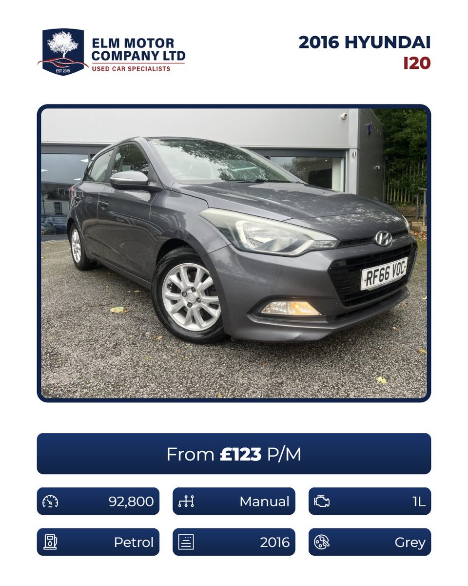 PameliaRadbk's tweet photo. 3 Years FREE Servicing and MOTs (T&amp;Cs apply)

2016 Hyundai i20 SE 1. 0T 100PS – £5, 995
Finance from £122. 99/month

1L petrol, manual, 92, 800 miles. Finance, warranty and part exchange available. Contact us on 01752 279261. Finance subject to https://t.co/EzyufLxmry