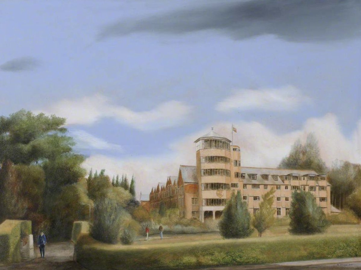 DfsStubbs's tweet photo. #StEdmundsCollege #Cambridge from #MountPleasant oil #painting on canvas A2 https://t.co/jv3BaK7lMo