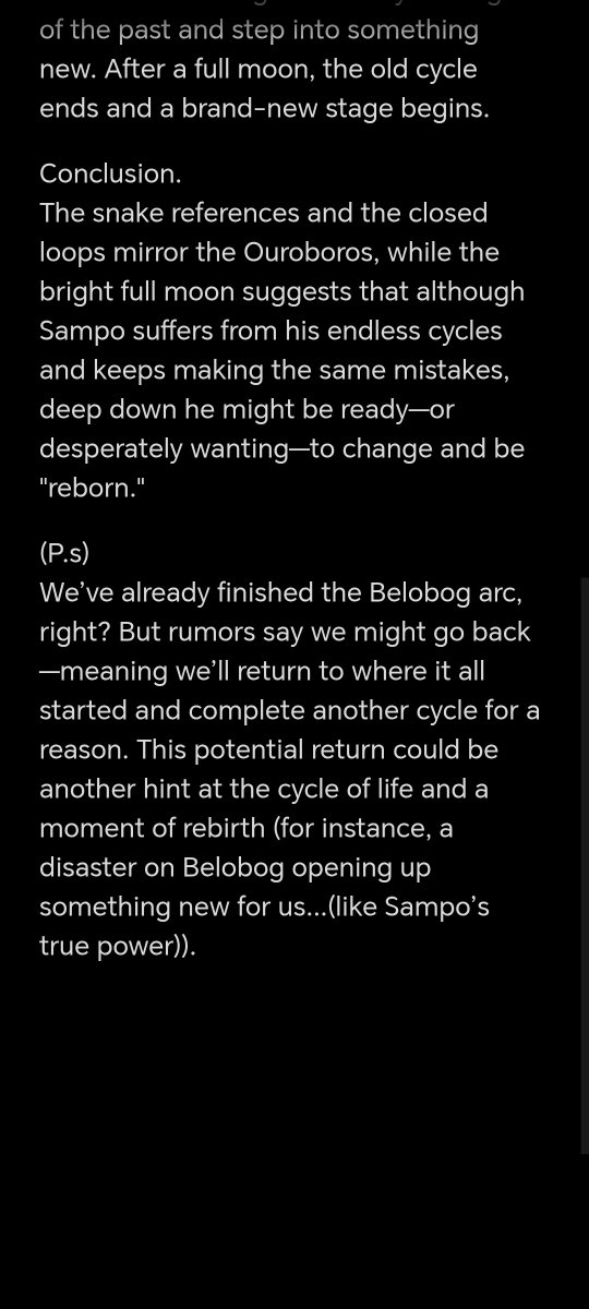 noctaphia's tweet photo. @Charles_Sacred4 @KirAishiL I was thinking about Sampo's fate from a symbolic perspective. I was trying to predict what would happen to him and how he would act in the plot going forward. But I'm not a fortune teller, these are just amateur guesses😅😅 https://t.co/jinw7CwZRW