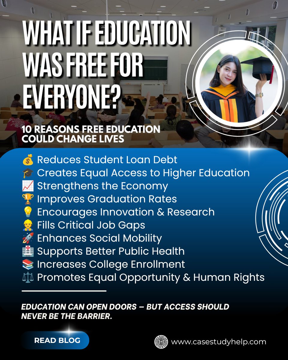 casestudyhelp's tweet photo. Education can change lives, but access shouldn’t depend on money.

Free education could reduce student debt, improve opportunities, boost innovation, and create a more equal future.

https://t.co/Zm87BfT6Lu

#freeeducation #educationforall #studentlife #highereducation #explore https://t.co/Bt5iXfUF72