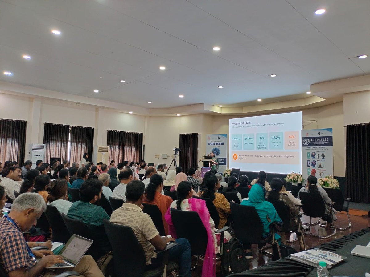 nhrimh's tweet photo. 🧠 Dr. R. Bhuvaneswari Presents at ICTN 2026

📍 Kochi | 15 September 2026

Dr. R. Bhuvaneswari, Research Officer (Homoeopathy)/Scientist-3, NHRIMH, Kottayam, delivered a presentation at the International Conference on Translational Neuroscience: Brain to Behaviour (ICTN 2026), being held from 14–16 September 2026 at the Seminar Complex, CUSAT.

As part of the Brain Symposium on Mental Health, she presented on:

🎙️ “It’s Not Just Drinking – Hidden Behaviours of Alcoholism”

The session explored the behavioural dimensions of alcoholism, aligning with the central theme of ICTN 2026—“From Brain to Behaviour.”

Organised by the Centre for Neuroscience, Department of Biotechnology, CUSAT, the conference brings together researchers, clinicians, postdoctoral fellows, students, industry representatives and members of the public to discuss emerging developments in translational neuroscience.

The Mental Health Brain Symposium brings together clinicians, practitioners and psychologists to deliberate on mental healthcare pathways and emerging challenges in mental health care in Kerala.

👏 Congratulations to Dr. Bhuvaneswari on this academic contribution!

#NHRIMH #CCRH #MinistryOfAyush #ICTN2026 #TranslationalNeuroscience #BrainToBehaviour #MentalHealth #Alcoholism #Homoeopathy #ResearchAndAcademics
