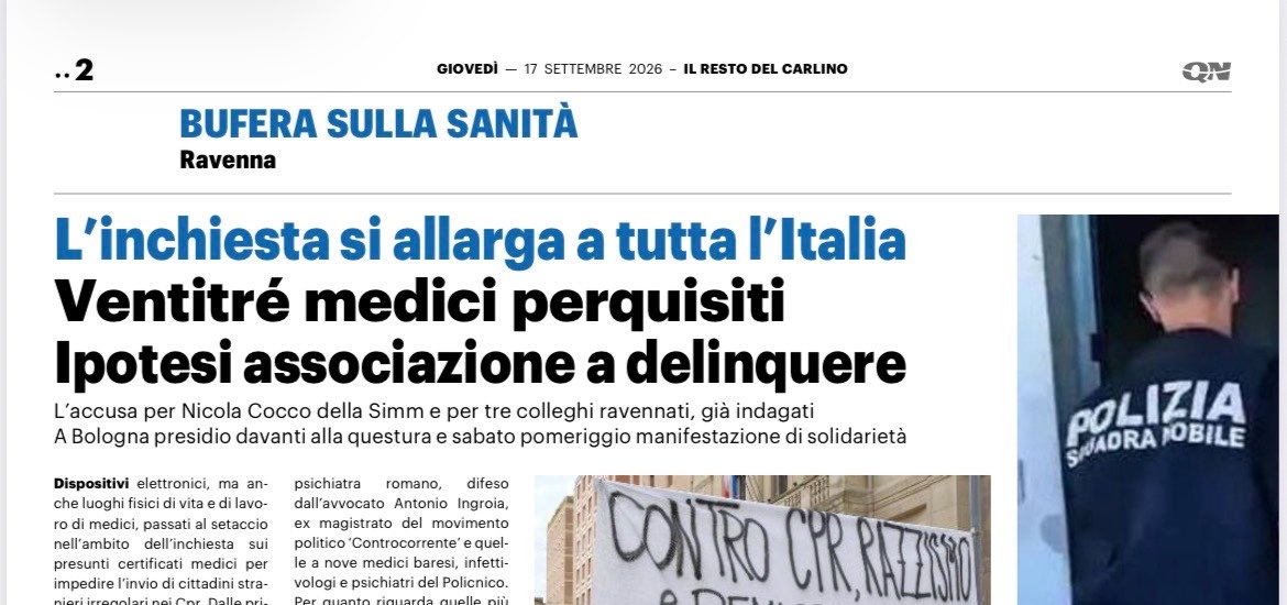 fratotolo2's tweet photo. Falsi certificati medici per impedire il trasferimento di clandestini e immigrati criminali nei Centri per i rimpatri: 23 medici perquisiti in tutta Italia 

“Indagato, per associazione per delinquere finalizzata alla formazione di certificati anti-Cpr, Nicola Cocco, medico infettivologo con casa a Varese e studio a Milano, considerato dagli inquirenti una sorta di referente dei colleghi sul tema, membro della Simm, acronimo che sta per Società italiana di medicina delle migrazioni”