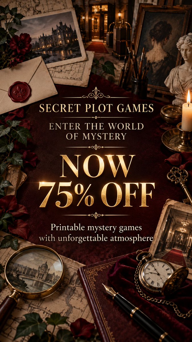 SecretPlotGames's tweet photo. Feel the tension. Follow the clues. Uncover the truth.A printable murder mystery for 2–6 players — the host can investigate too.Death in the Poison Garden
$12 → Now 75% off — only $3Download. Print. Step into the mystery.👉 https://t.co/RUx95OGzP4 #MurderMystery https://t.co/ZNgvTcmOxm
