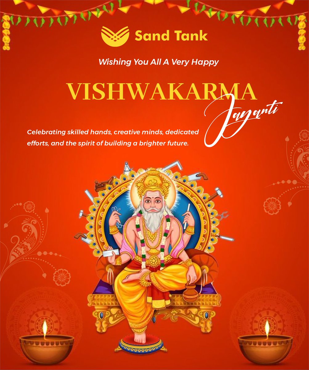 sandtank_'s tweet photo. Celebrating Vishwakarma Jayanti by honoring craftsmanship, engineering, and innovation. May the spirit of Lord Vishwakarma inspire us to create with dedication, precision, passion, and purpose.
#Sandtankfoundation #VishwakarmaJayanti #VishwakarmaPuja #राष्ट्रीय_बेरोजगार_दिवस https://t.co/HG1HZmfyPM