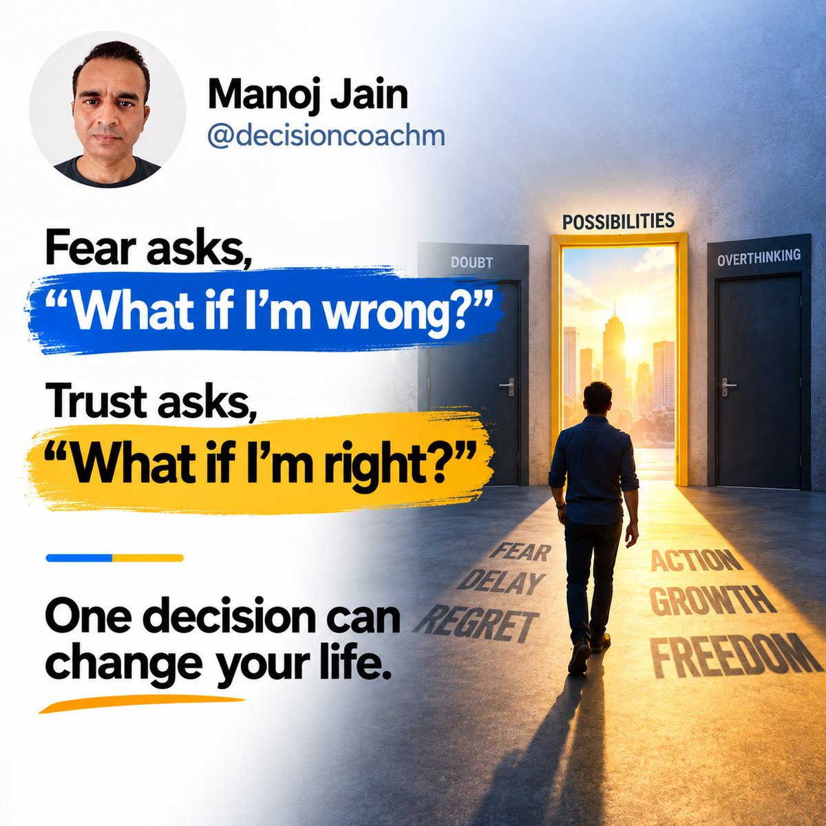 decisioncoachm's tweet photo. #OneDecisionCanChangeYourLife #DecisionMakingSkill #DecisionCoachManoj https://t.co/pxBS33PBGz