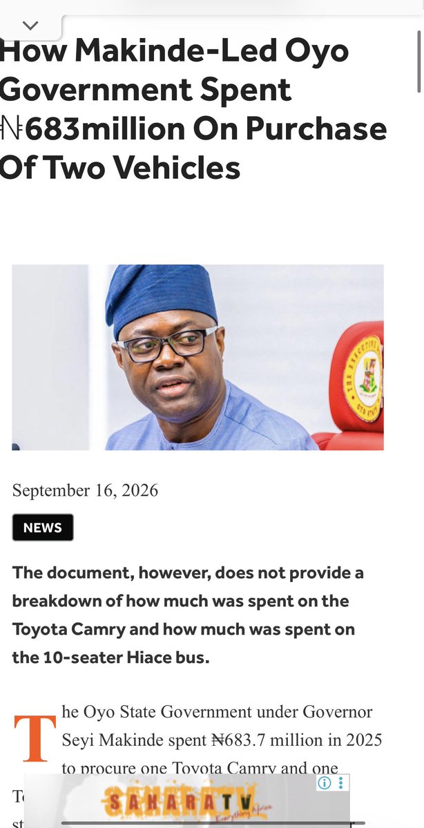 Ola_0498's tweet photo. So ₦683.7m wasn’t for the two vehicles? Alright, then where did the money go?

This one is simple. Give Oyo people the breakdown and let everyone see what was bought, who got paid and how much was spent. Nobody should have to beg for answers about public money. https://t.co/jsJ30Ecj9K