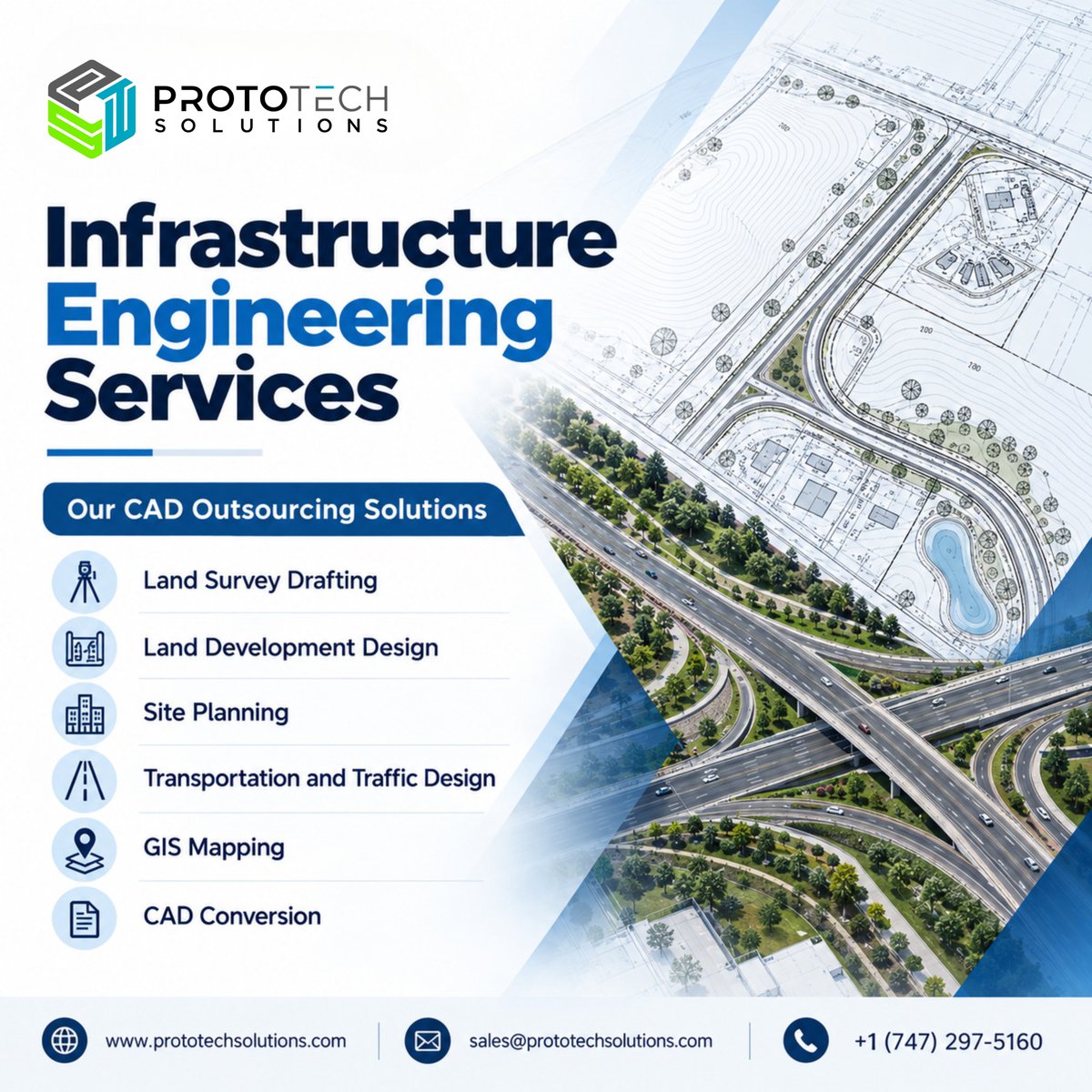 ProtoTechSoln's tweet photo. Missed deadlines, overloaded in-house teams, inconsistent CAD drawings, and limited drafting capacity can quickly slow down civil and infrastructure projects. ProtoTech Solutions helps you extend your design and drafting capabilities with reliable CAD outsourcing support. https://t.co/5OmFOVM6qi