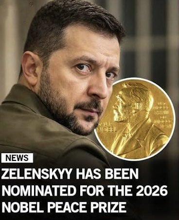 Natute123's tweet photo. President Zelenskyy nominated for the 2026 Noble Peace Prize.🇺🇦🇺🇦

Do you think he deserves Noble peace prize??

A) Yes

B) No

🧐🤔😎 https://t.co/CY0CxICBHs