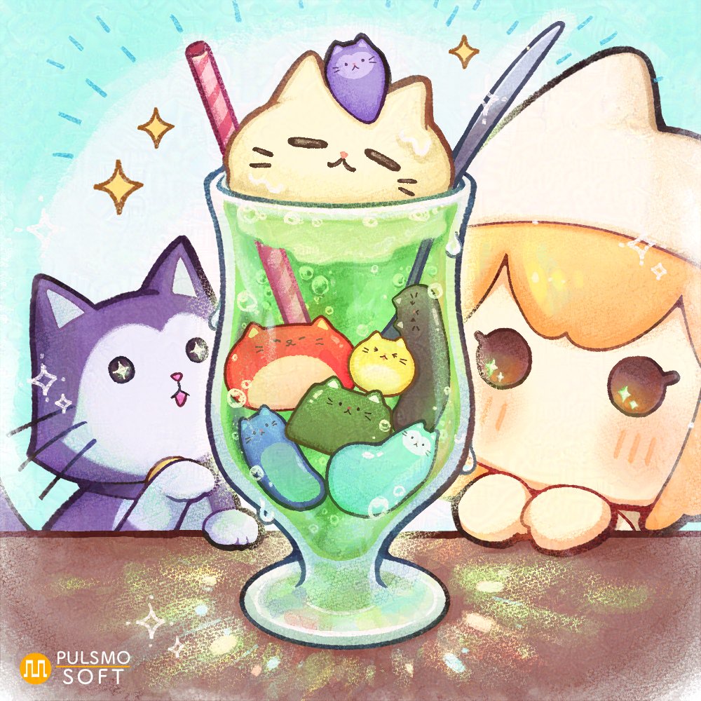 StrayCatDoors's tweet photo. 今日のおやつは…猫玉クリームソーダ！？ https://t.co/Z0Ffw8ivqW