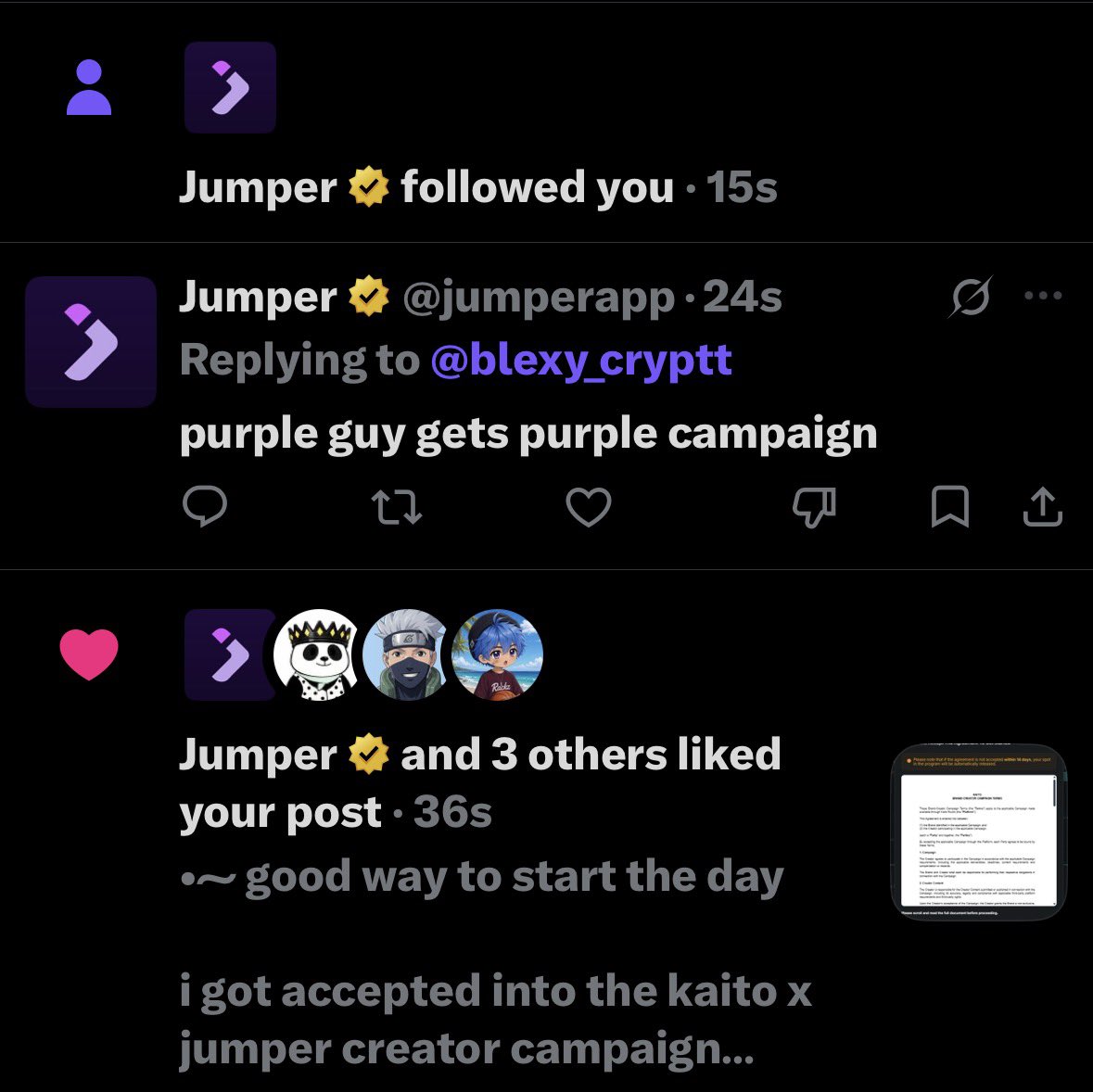 blexy_cryptt's tweet photo. •⁓ Wsssss

the purple dex finally recognized the purple guy

ty jumper 💜 https://t.co/vEl7lkZuVi
