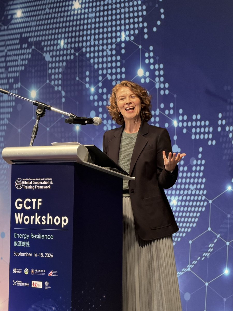 AusOfficeTPE's tweet photo. Many thanks to Professor Elizabeth Thurbon, Director of the #GreenEnergy Statecraft Project at the University of New South Wales #UNSW, for sharing #Australia’s energy journey at the #GCTF Workshop on Strengthening #Energy Resilience and Supply Chain Security. https://t.co/IXTlGSDZAt